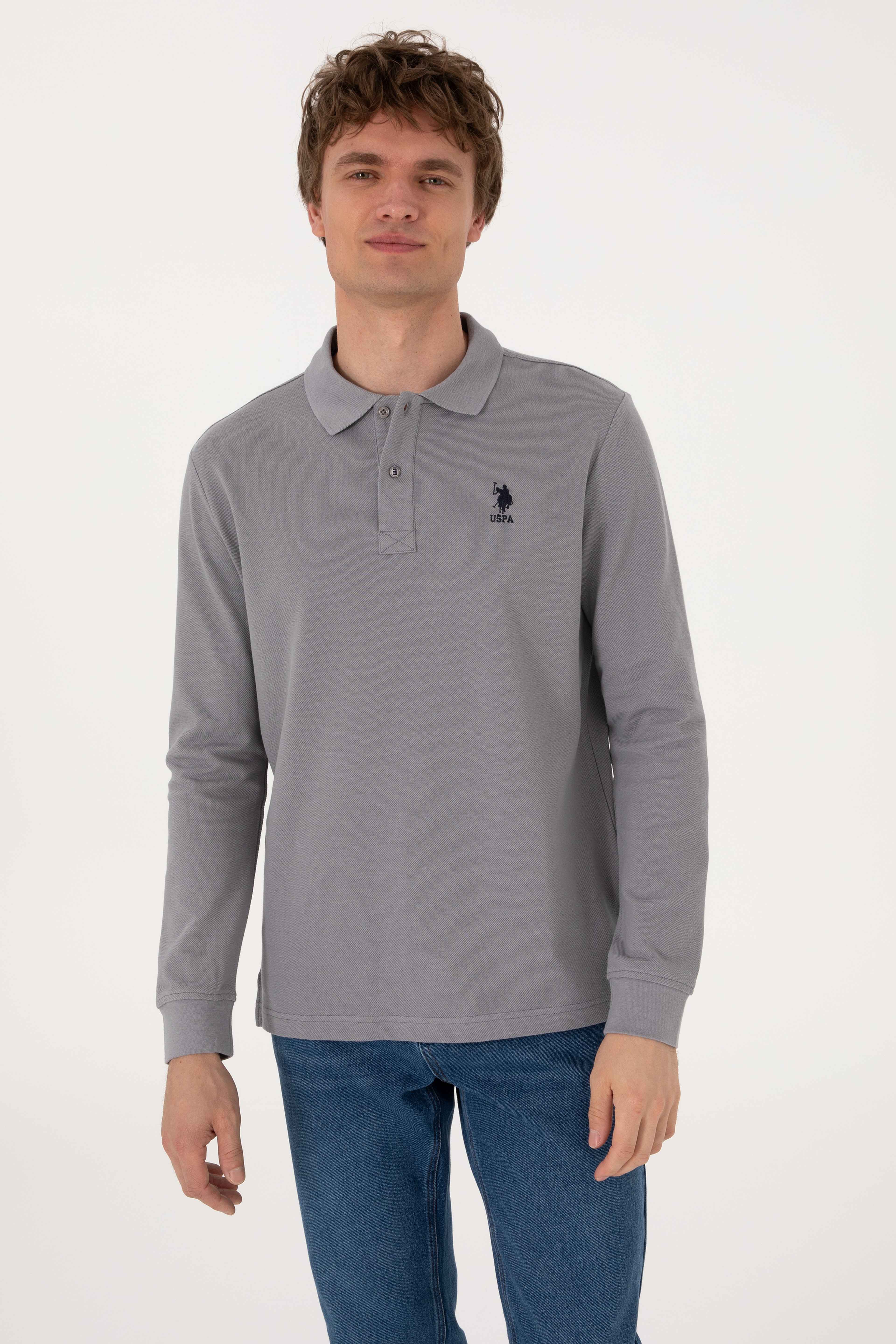 Erkek Açık Gri Basic Sweatshirt - Image 1