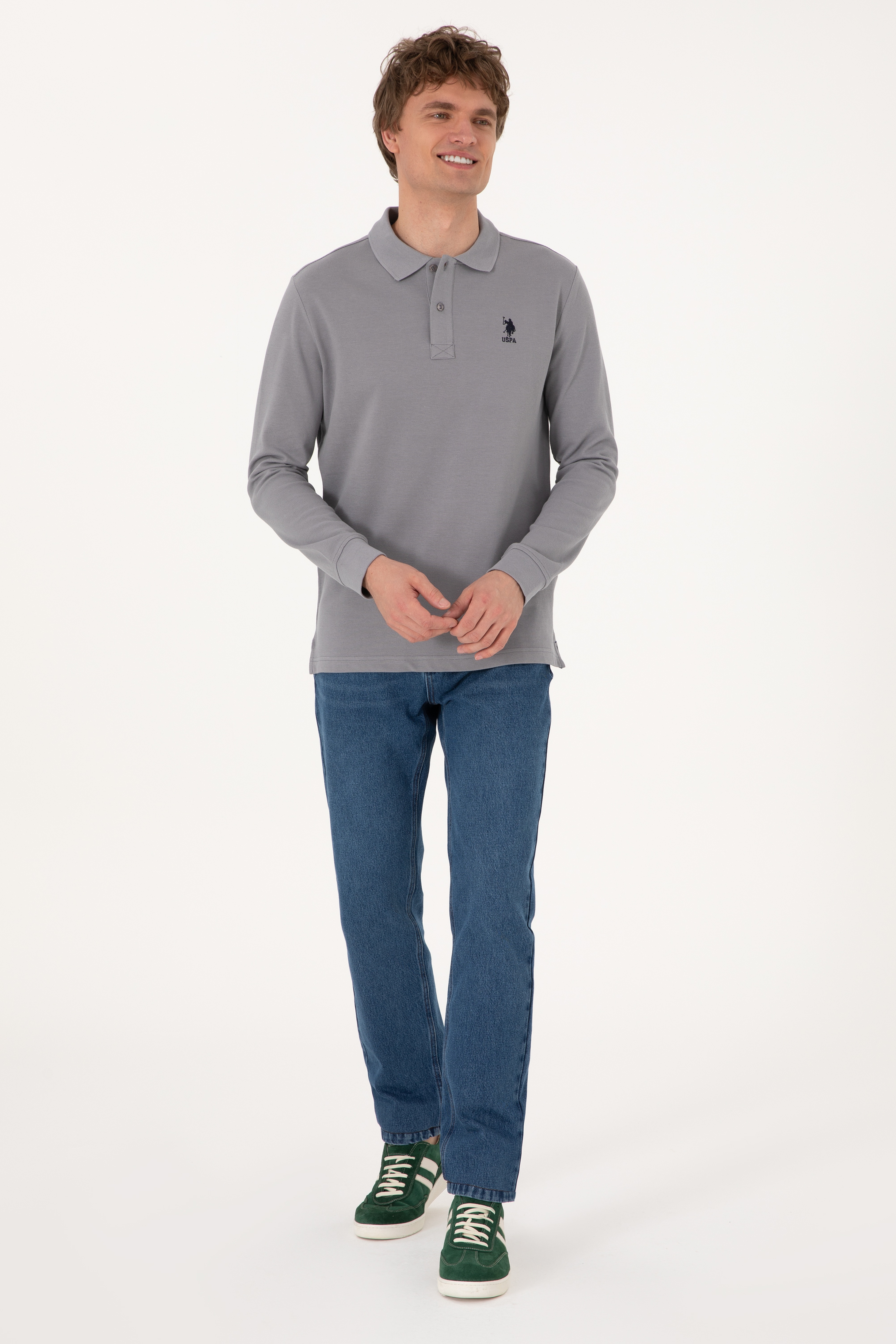 Erkek Açık Gri Basic Sweatshirt