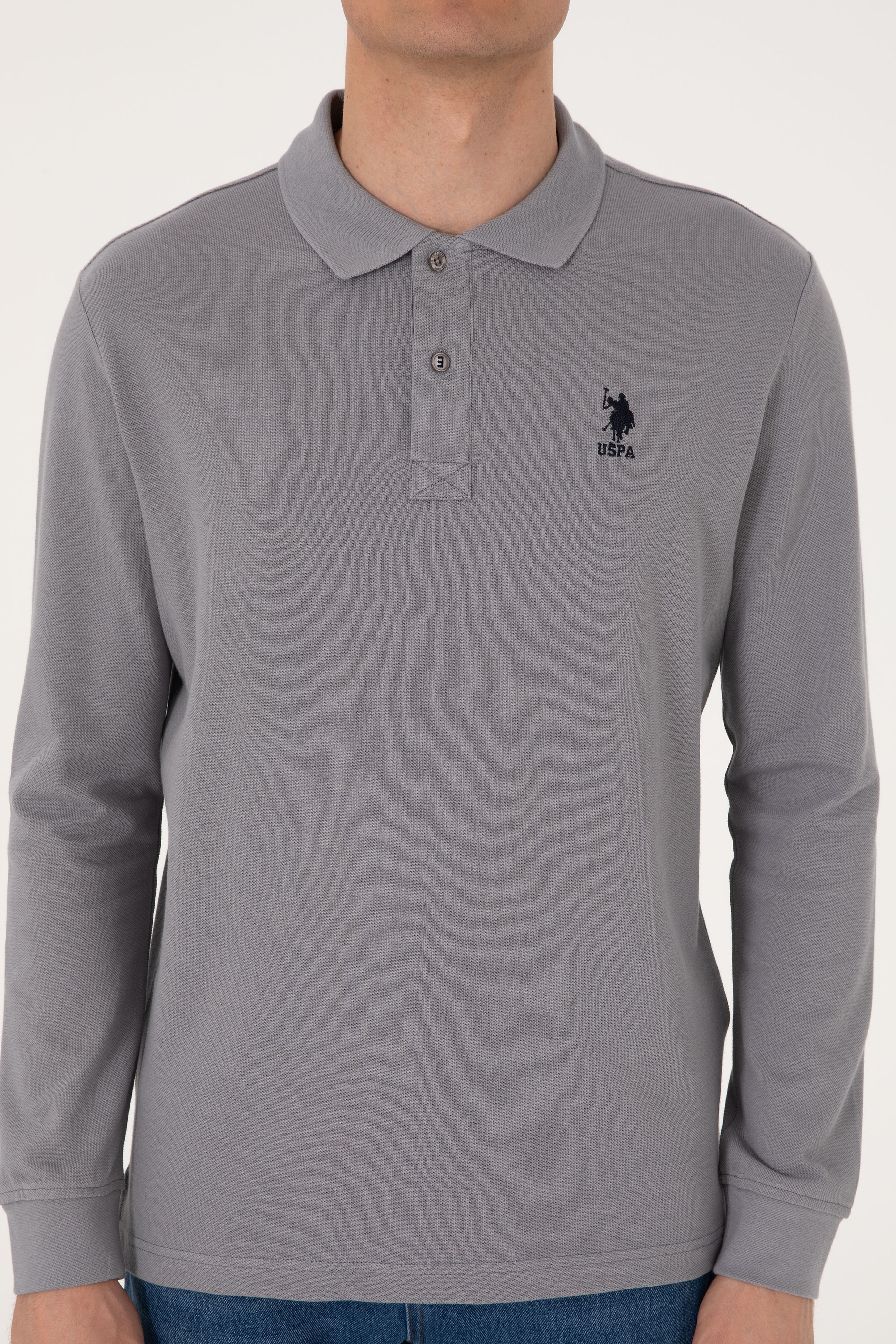 Erkek Açık Gri Basic Sweatshirt - Image 6