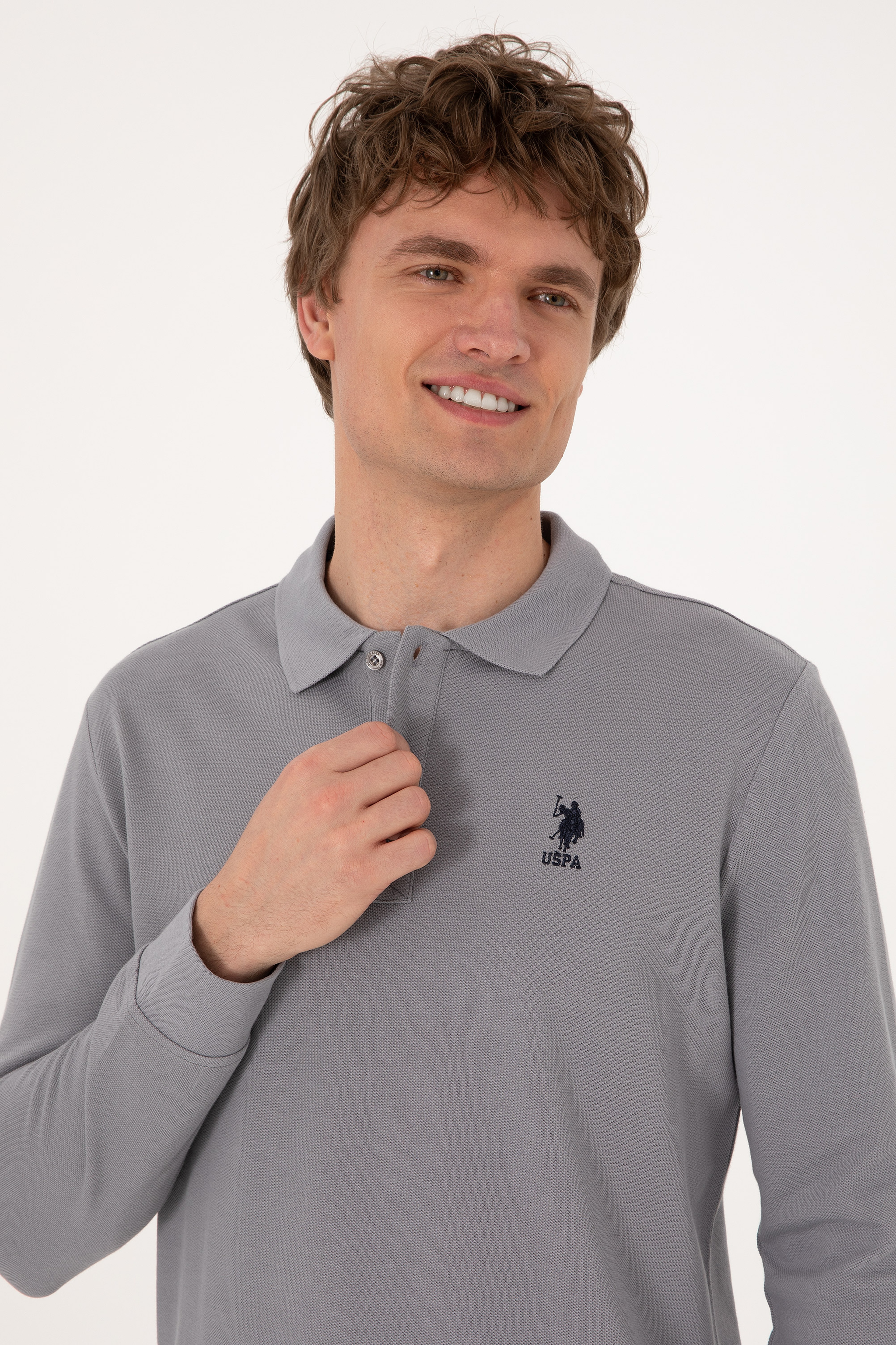 Erkek Açık Gri Basic Sweatshirt - Image 2
