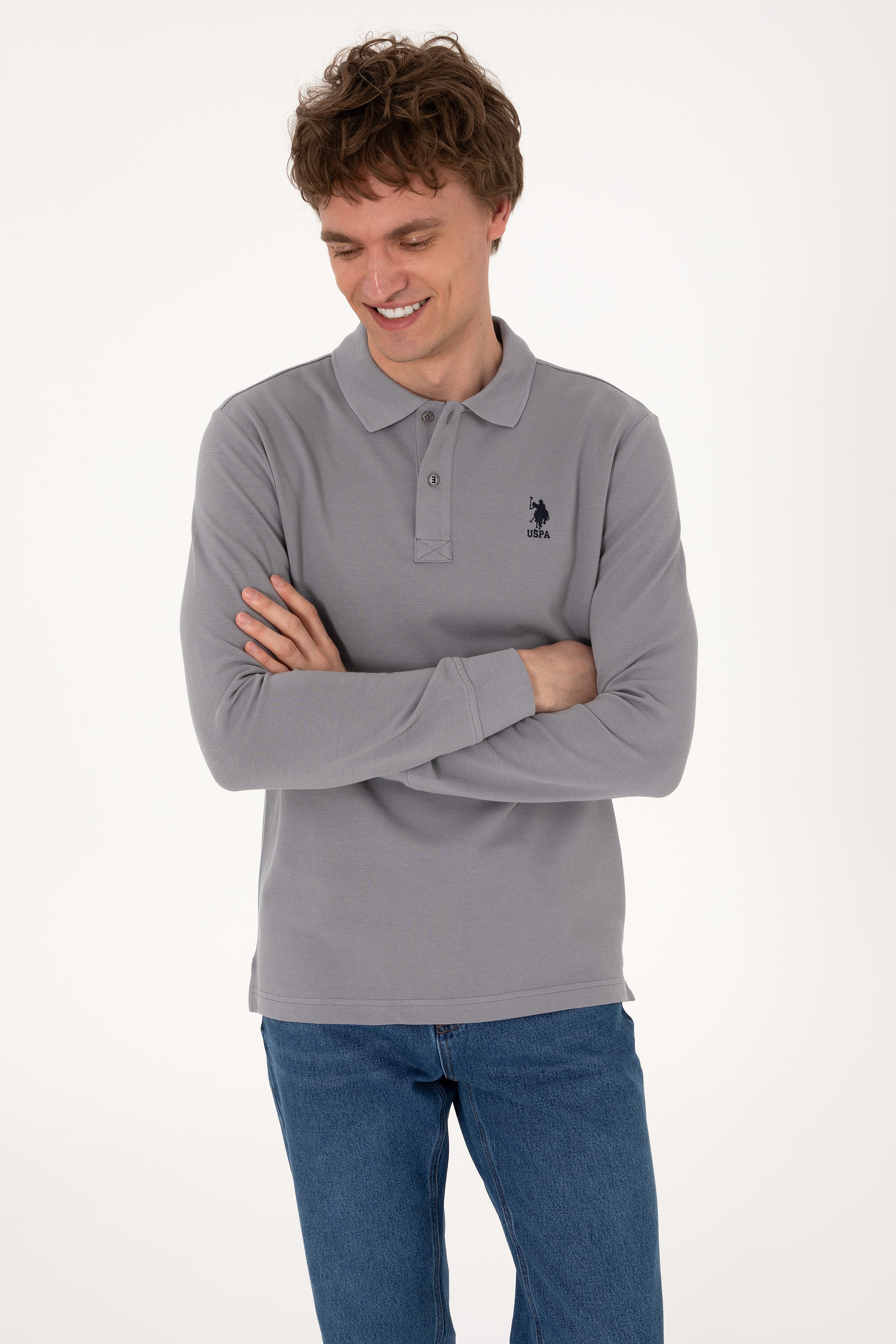 Erkek Açık Gri Basic Sweatshirt