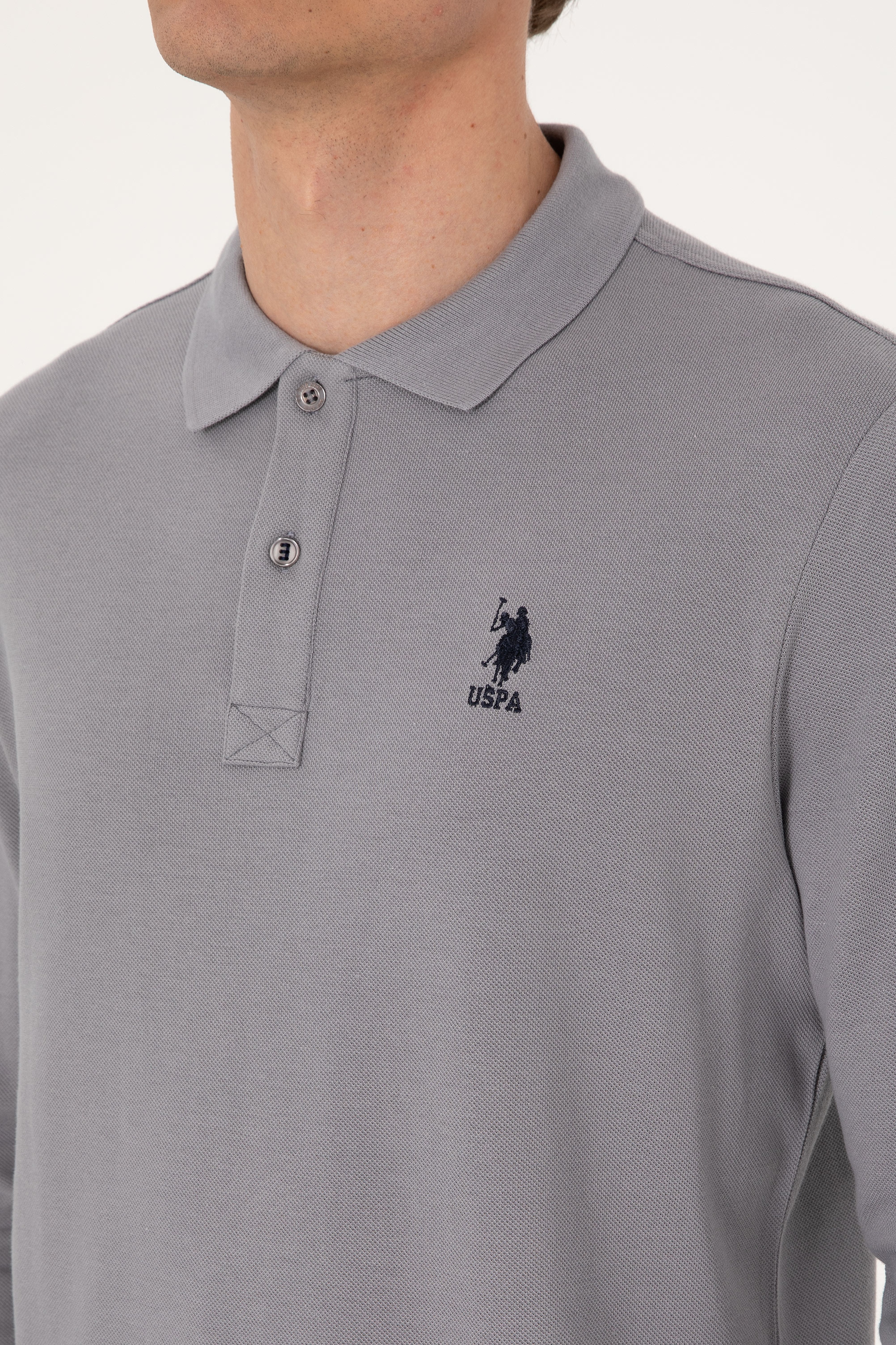 Erkek Açık Gri Basic Sweatshirt - Image 7