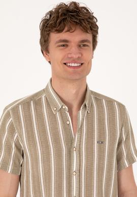 Erkek Haki Kısa Kollu Gömlek - 50306329018