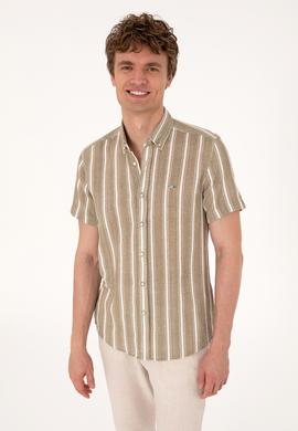 Erkek Haki Kısa Kollu Gömlek - 50306329018