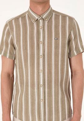 Erkek Haki Kısa Kollu Gömlek - 50306329018