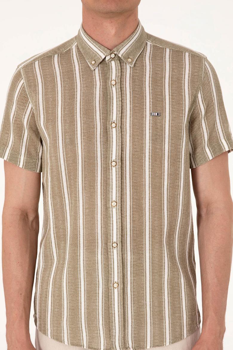 Erkek Haki Kısa Kollu Gömlek - 50306329018