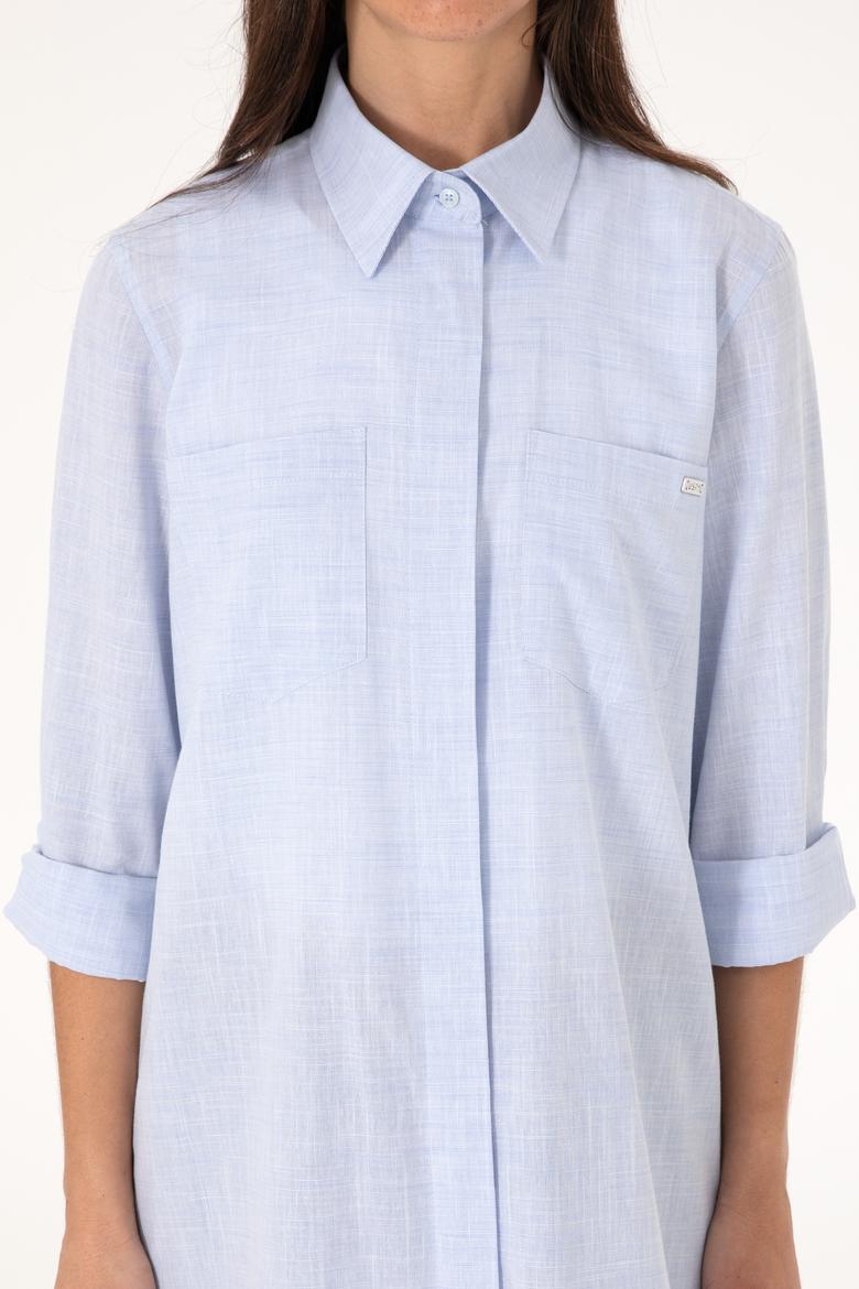 Kadın Açık Mavi Uzun Kollu Tunik Gömlek - 50306406003