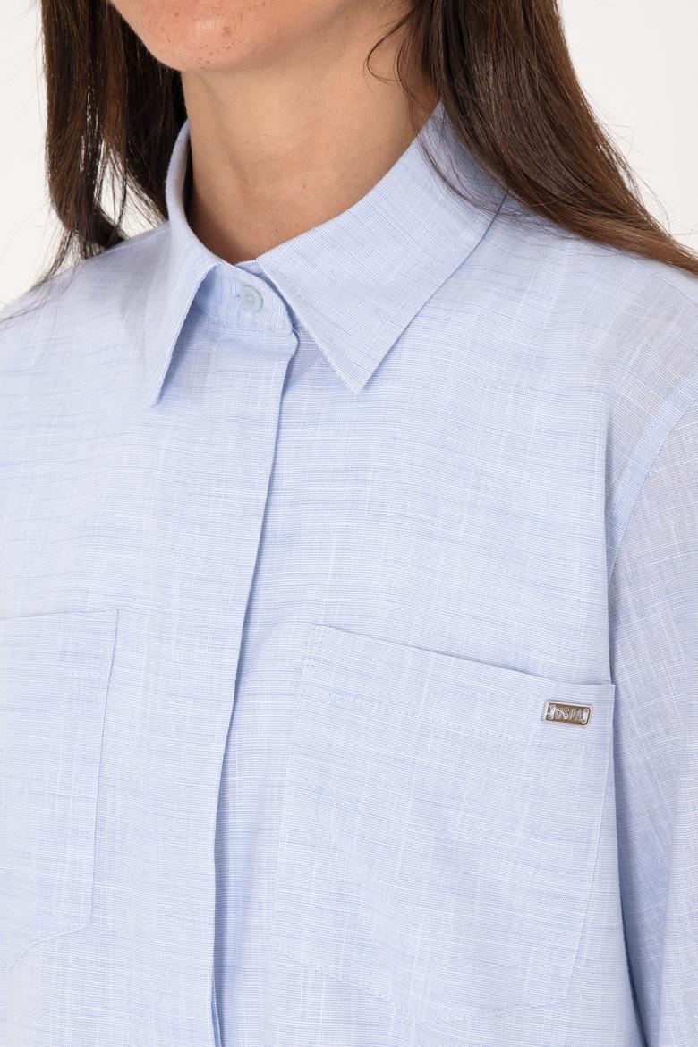 Kadın Açık Mavi Uzun Kollu Tunik Gömlek - 50306406003