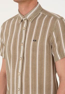 Erkek Haki Kısa Kollu Gömlek - 50306329018