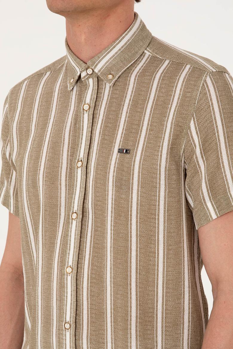 Erkek Haki Kısa Kollu Gömlek - 50306329018