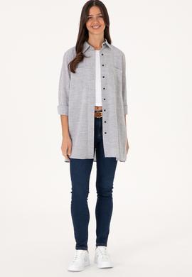 Kadın Gri Uzun Kollu Tunik Gömlek - 50306406011