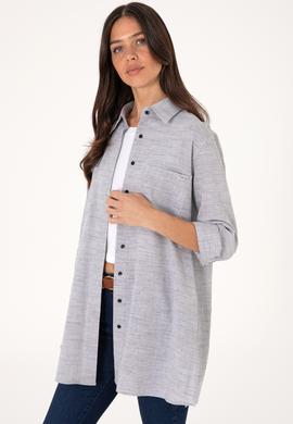 Kadın Gri Uzun Kollu Tunik Gömlek - 50306406011