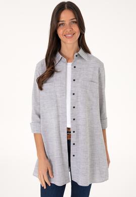 Kadın Gri Uzun Kollu Tunik Gömlek - 50306406011