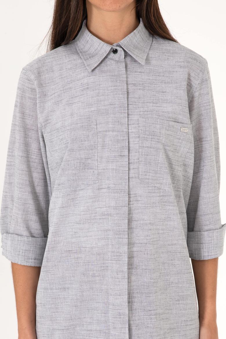 Kadın Gri Uzun Kollu Tunik Gömlek - 50306406011