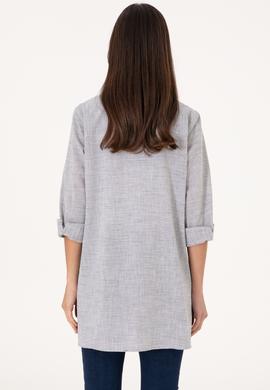Kadın Gri Uzun Kollu Tunik Gömlek - 50306406011