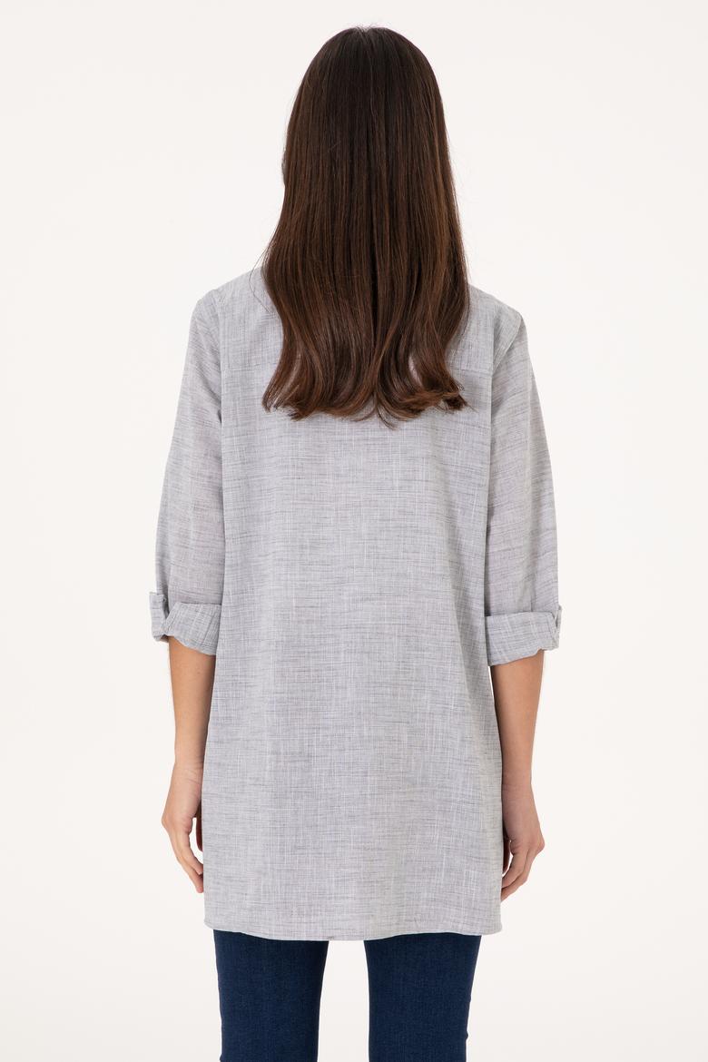 Kadın Gri Uzun Kollu Tunik Gömlek - 50306406011