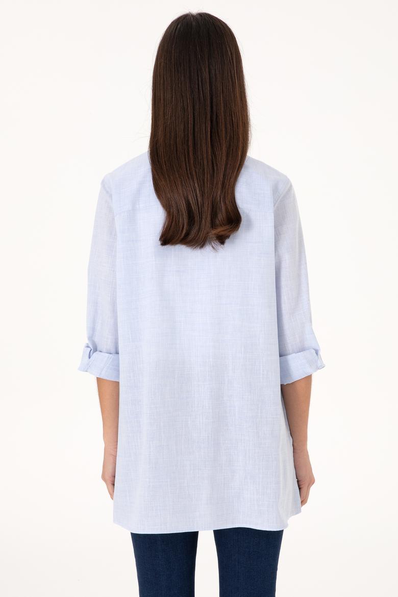 Kadın Açık Mavi Uzun Kollu Tunik Gömlek - 50306406003