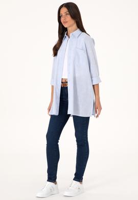 Kadın Açık Mavi Uzun Kollu Tunik Gömlek - 50306406003