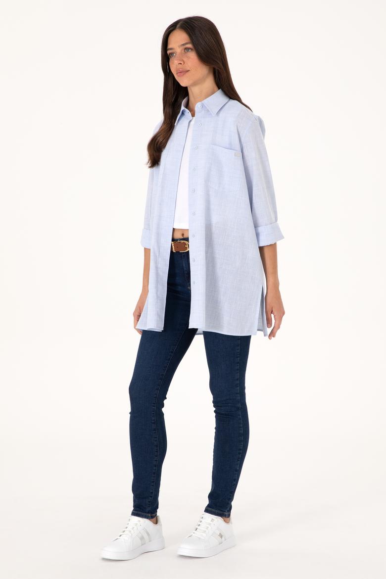 Kadın Açık Mavi Uzun Kollu Tunik Gömlek - 50306406003