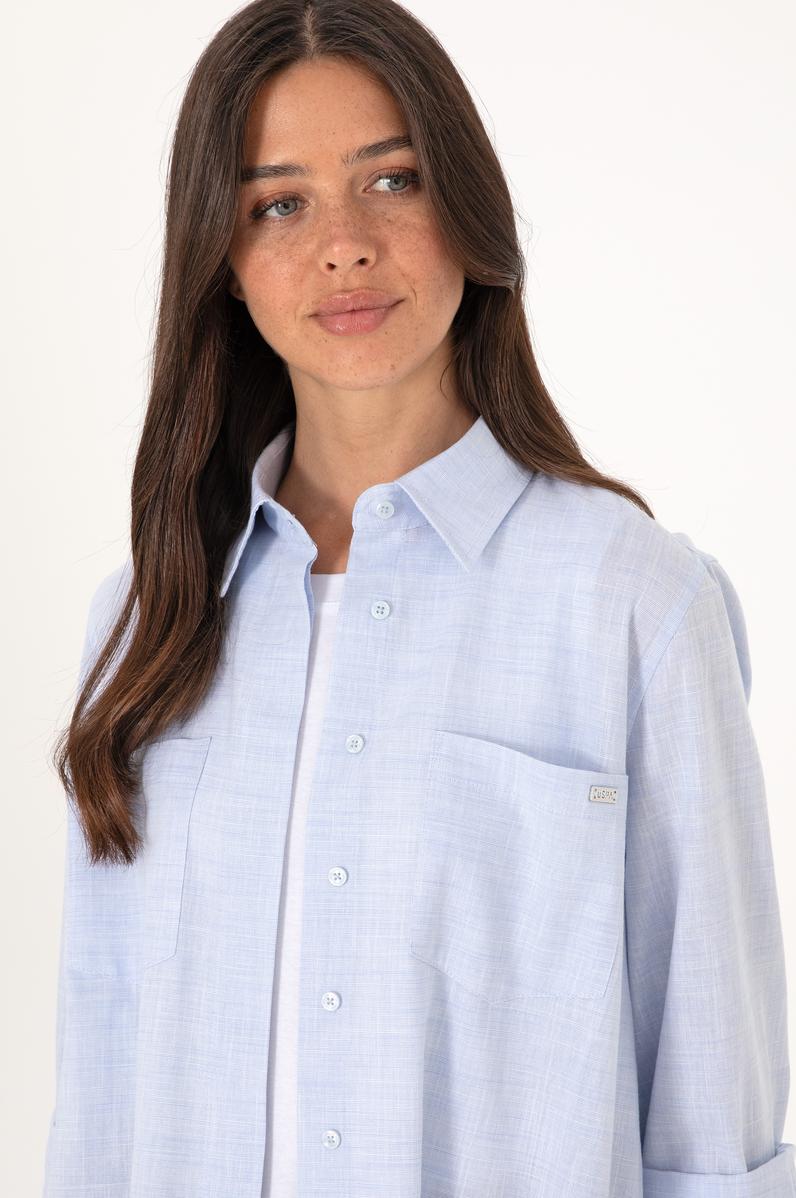 Kadın Açık Mavi Uzun Kollu Tunik Gömlek