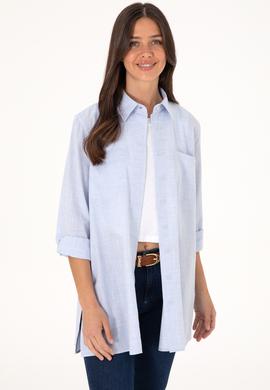 Kadın Açık Mavi Uzun Kollu Tunik Gömlek - 50306406003