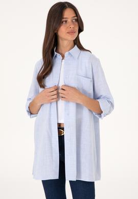 Kadın Açık Mavi Uzun Kollu Tunik Gömlek - 50306406003