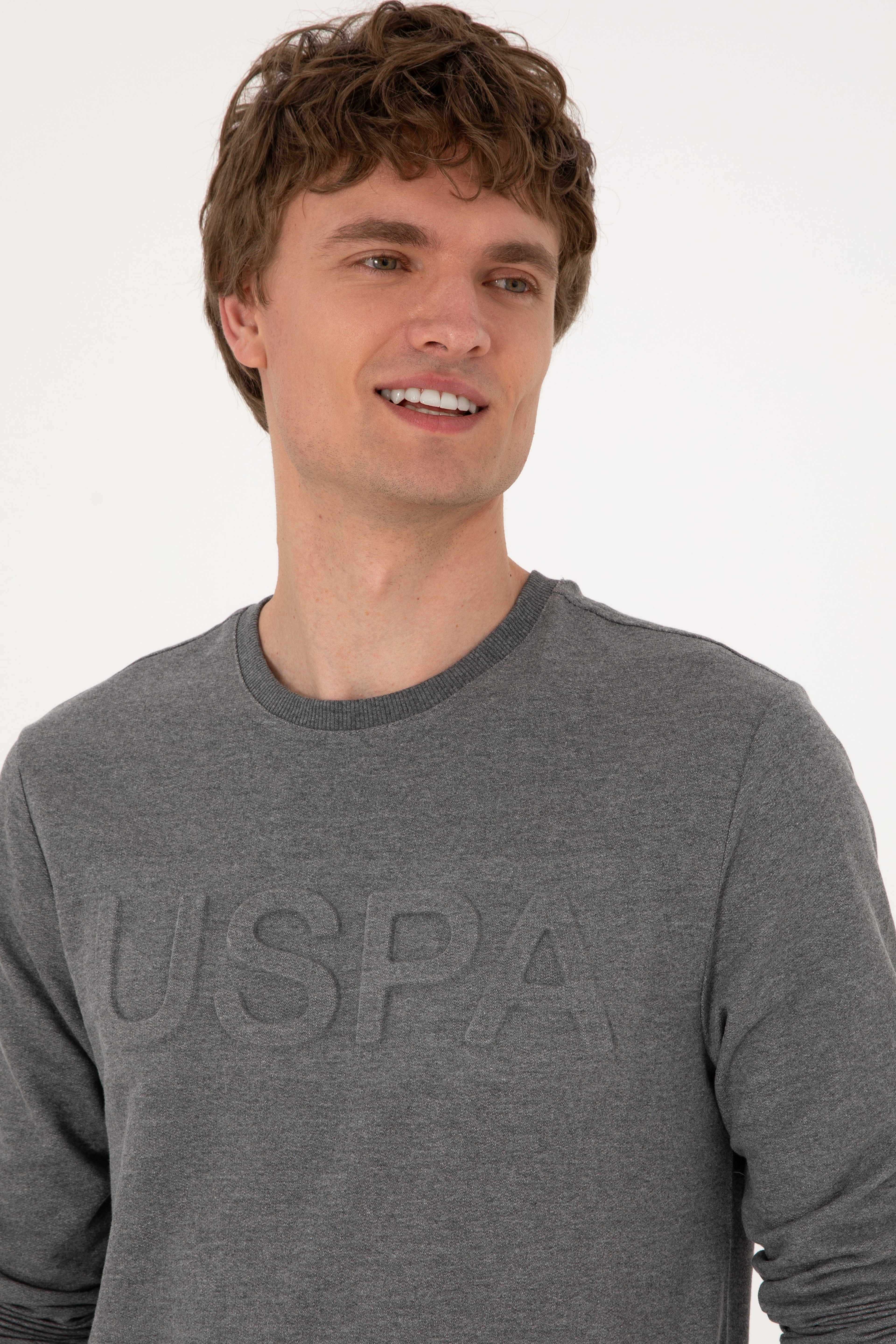 Erkek Antrasit Melanj Basic Sweatshirt - Image 2