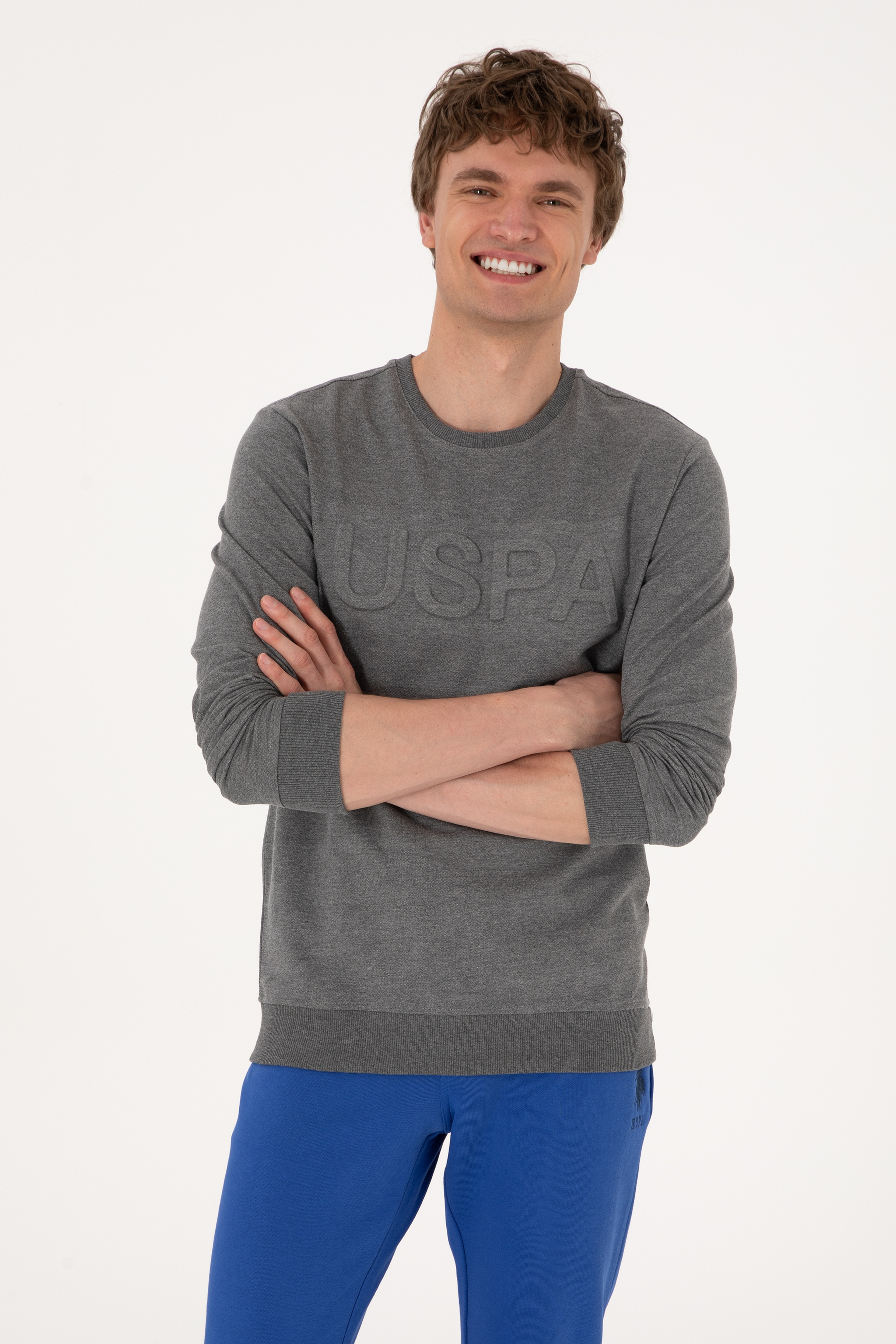 Erkek Antrasit Melanj Basic Sweatshirt
