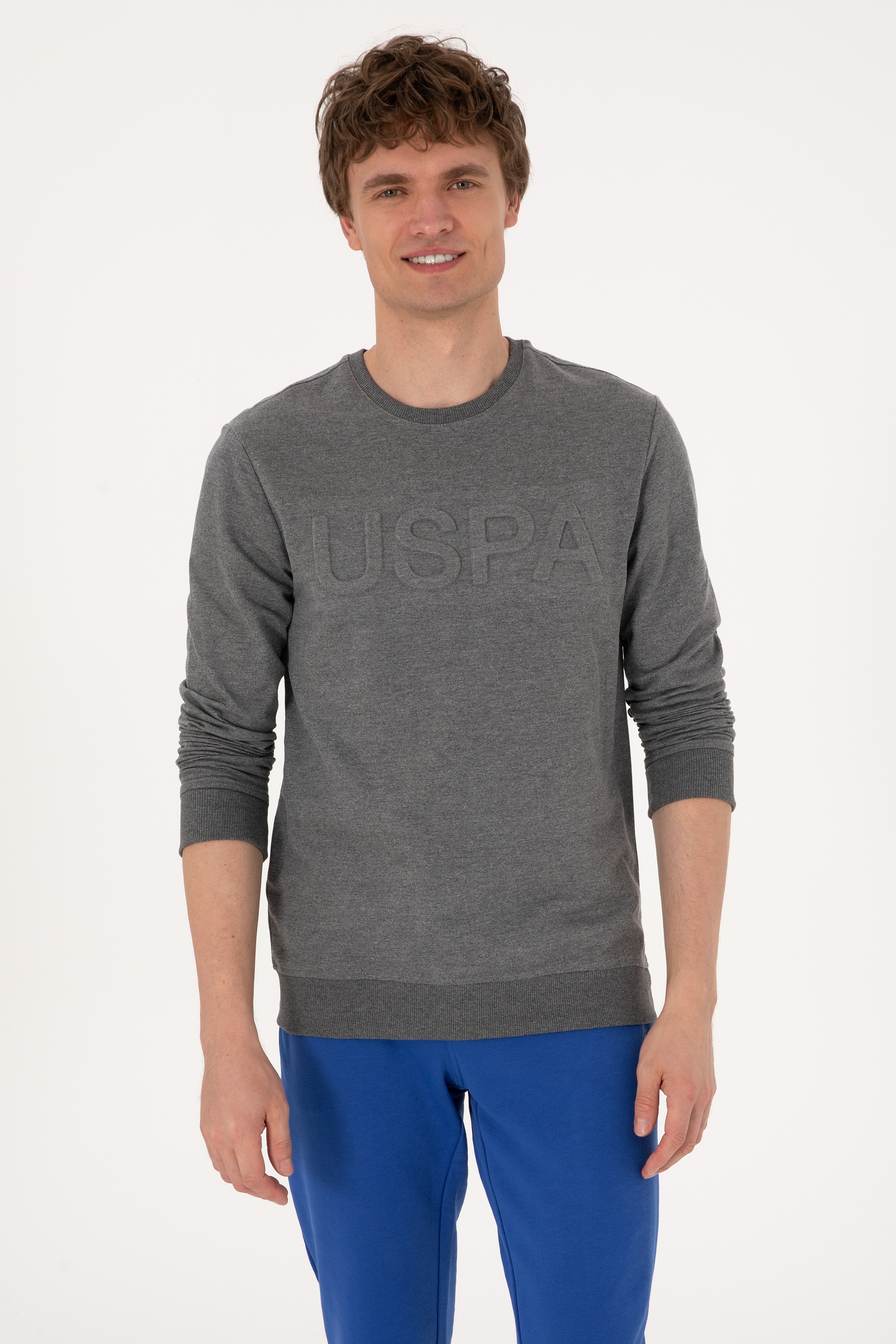 Erkek Antrasit Melanj Basic Sweatshirt - Image 1