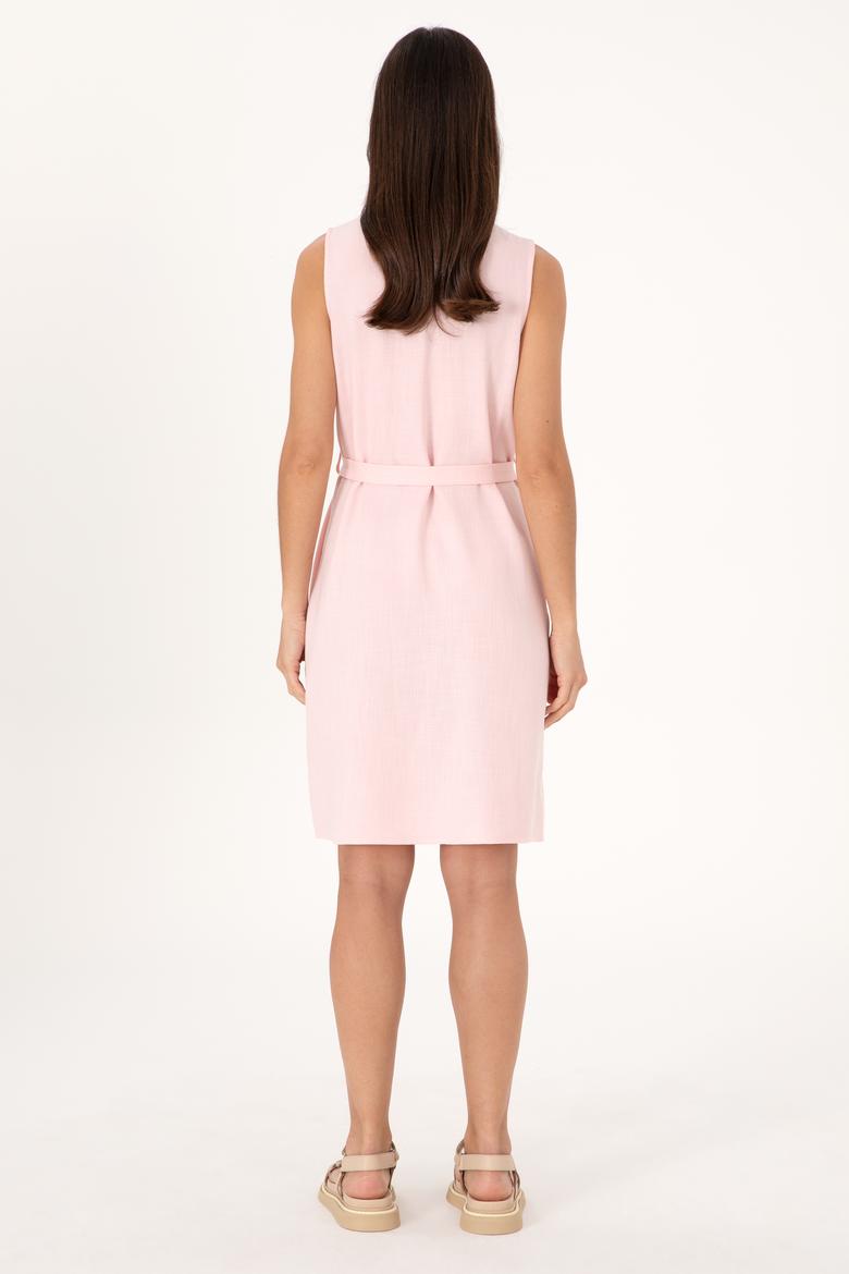 Kadın Açık Pembe Kemerli Mini Boy Dokuma Elbise - 50306644011