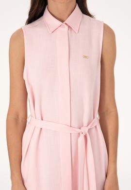 Kadın Açık Pembe Kemerli Mini Boy Dokuma Elbise - 50306644011