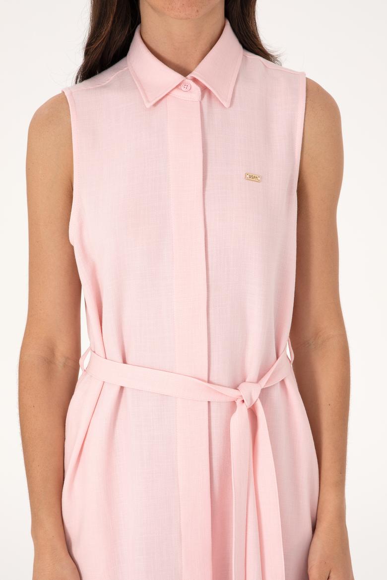 Kadın Açık Pembe Kemerli Mini Boy Dokuma Elbise - 50306644011