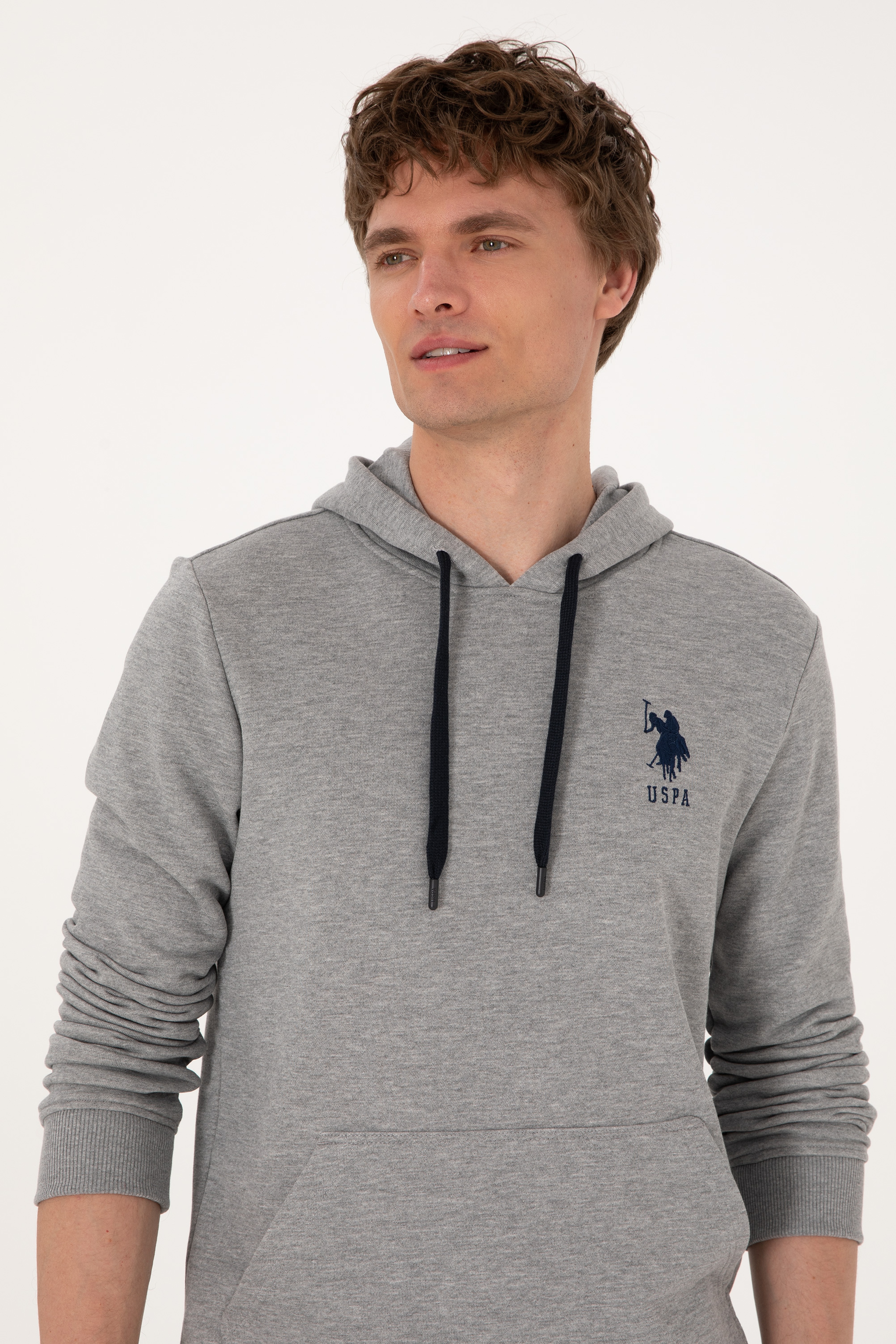 Erkek Gri Melanj Basic Sweatshirt - Image 2