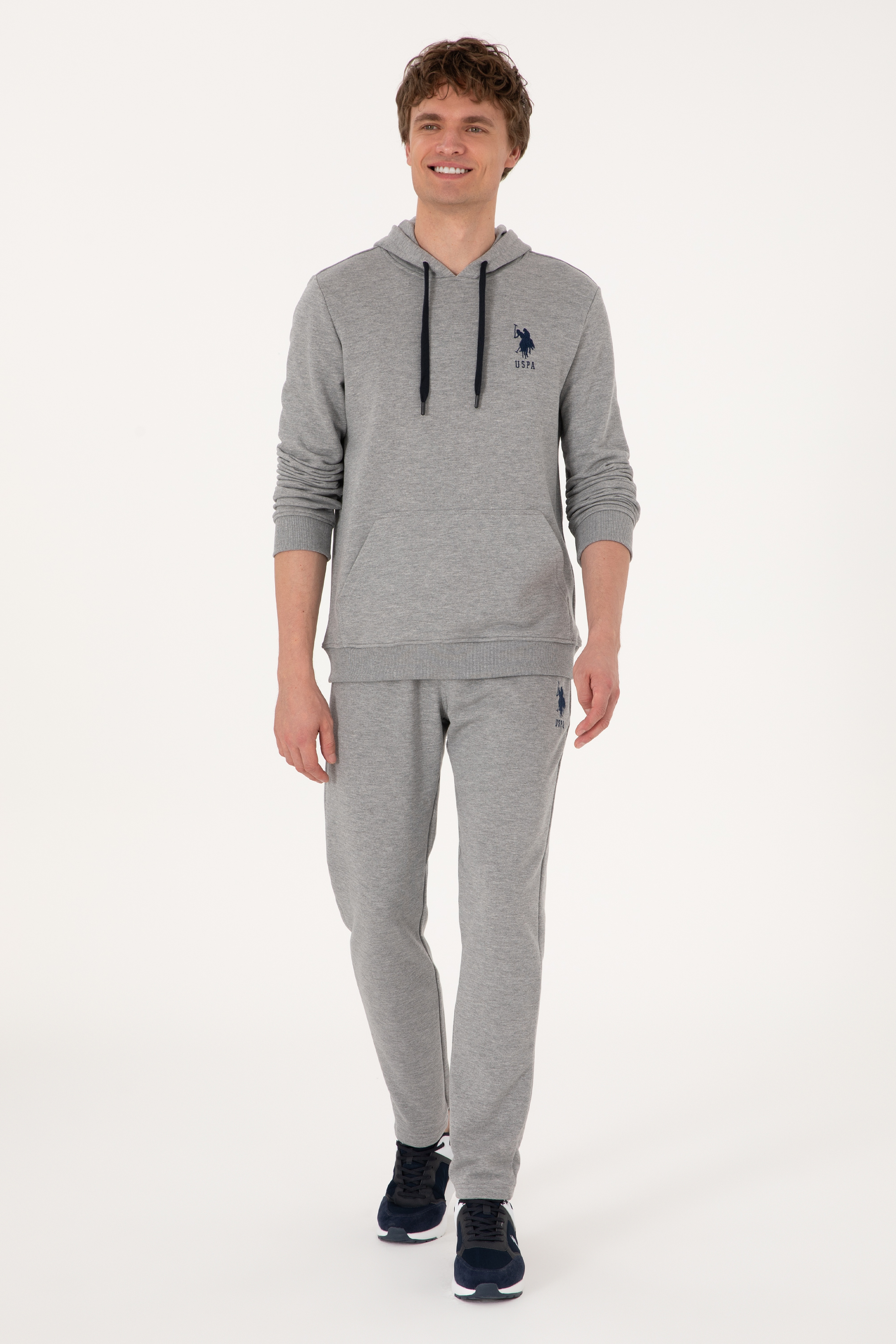 Erkek Gri Melanj Basic Sweatshirt - Image 4