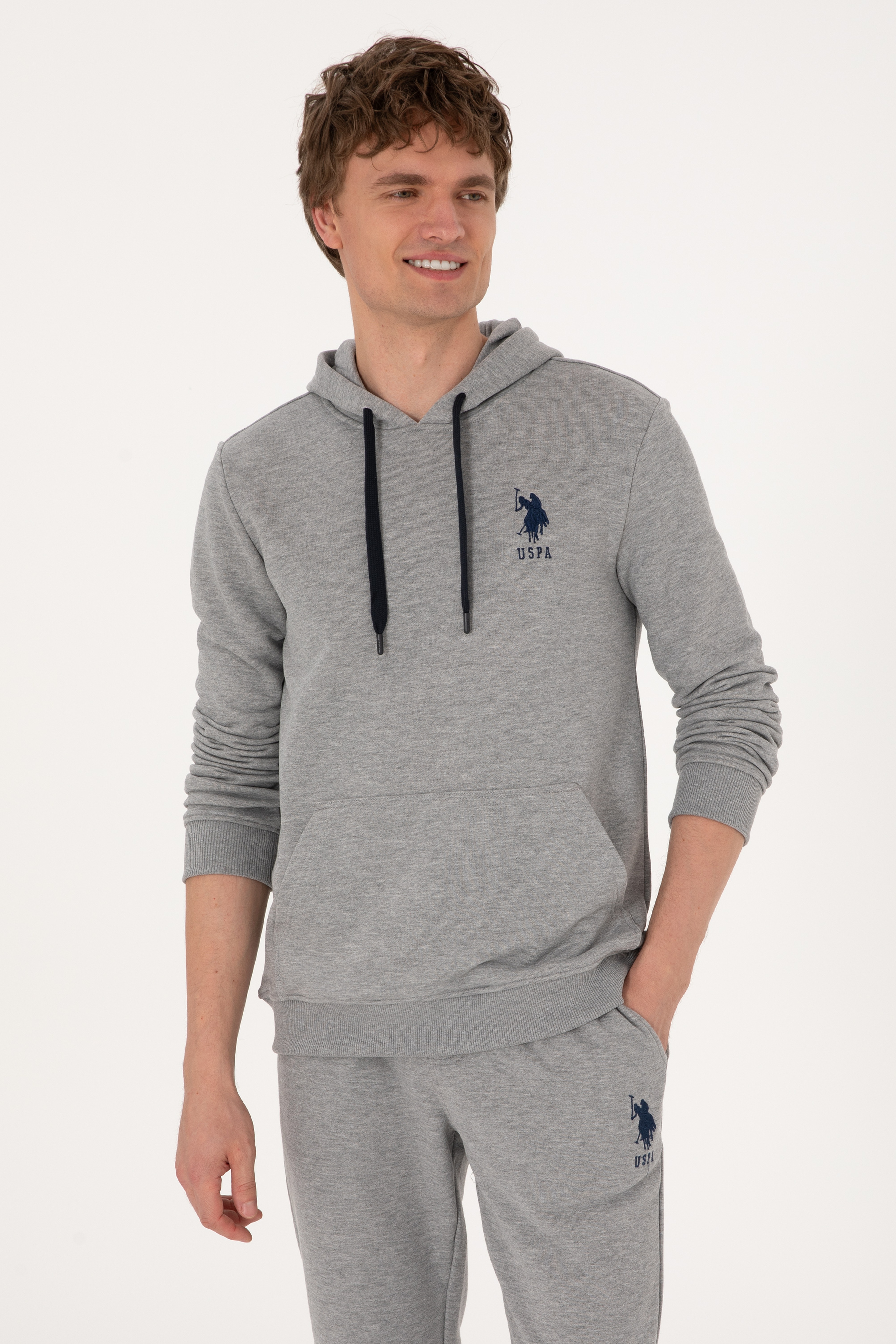 Erkek Gri Melanj Basic Sweatshirt - Image 3