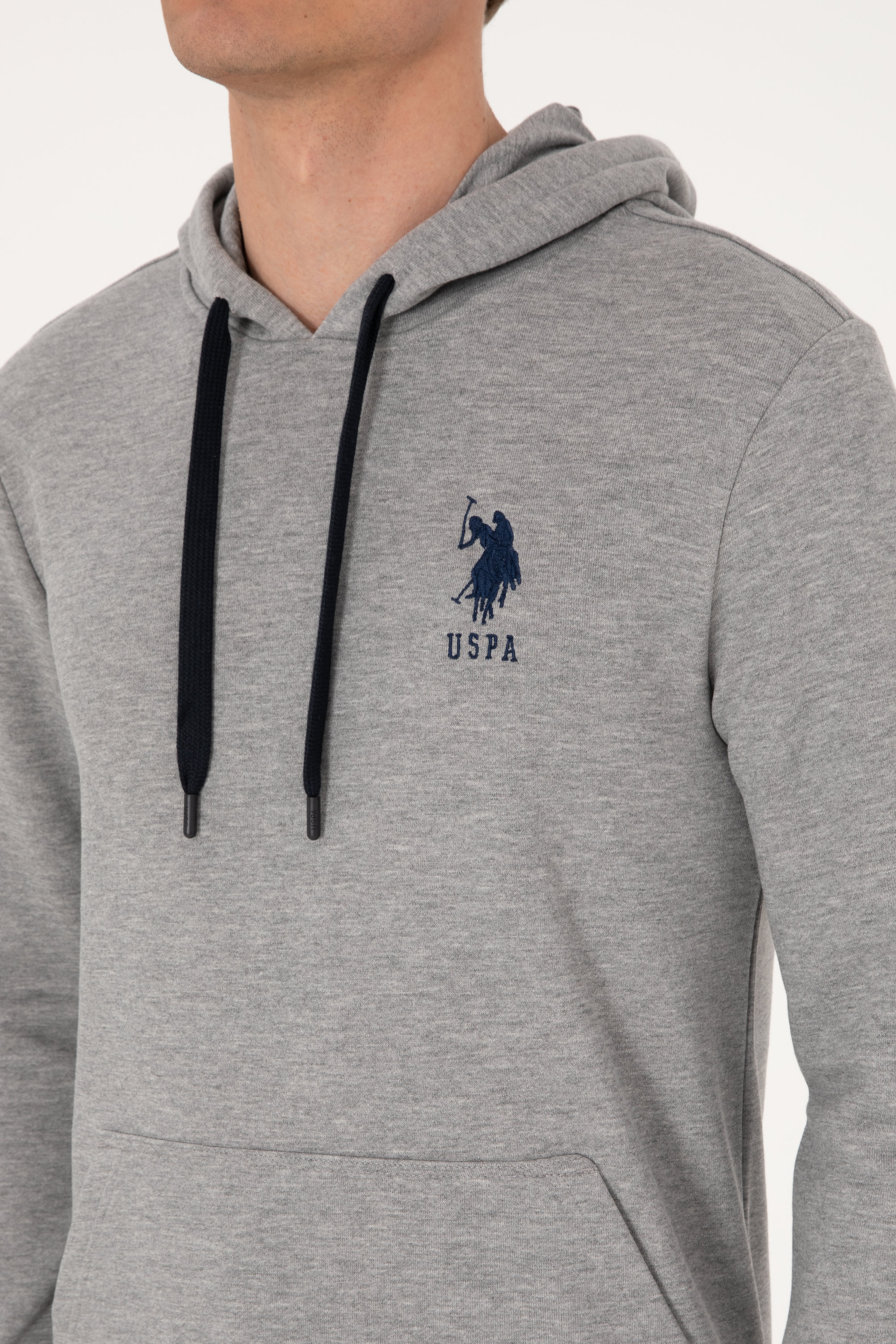 Erkek Gri Melanj Basic Sweatshirt - Image 7