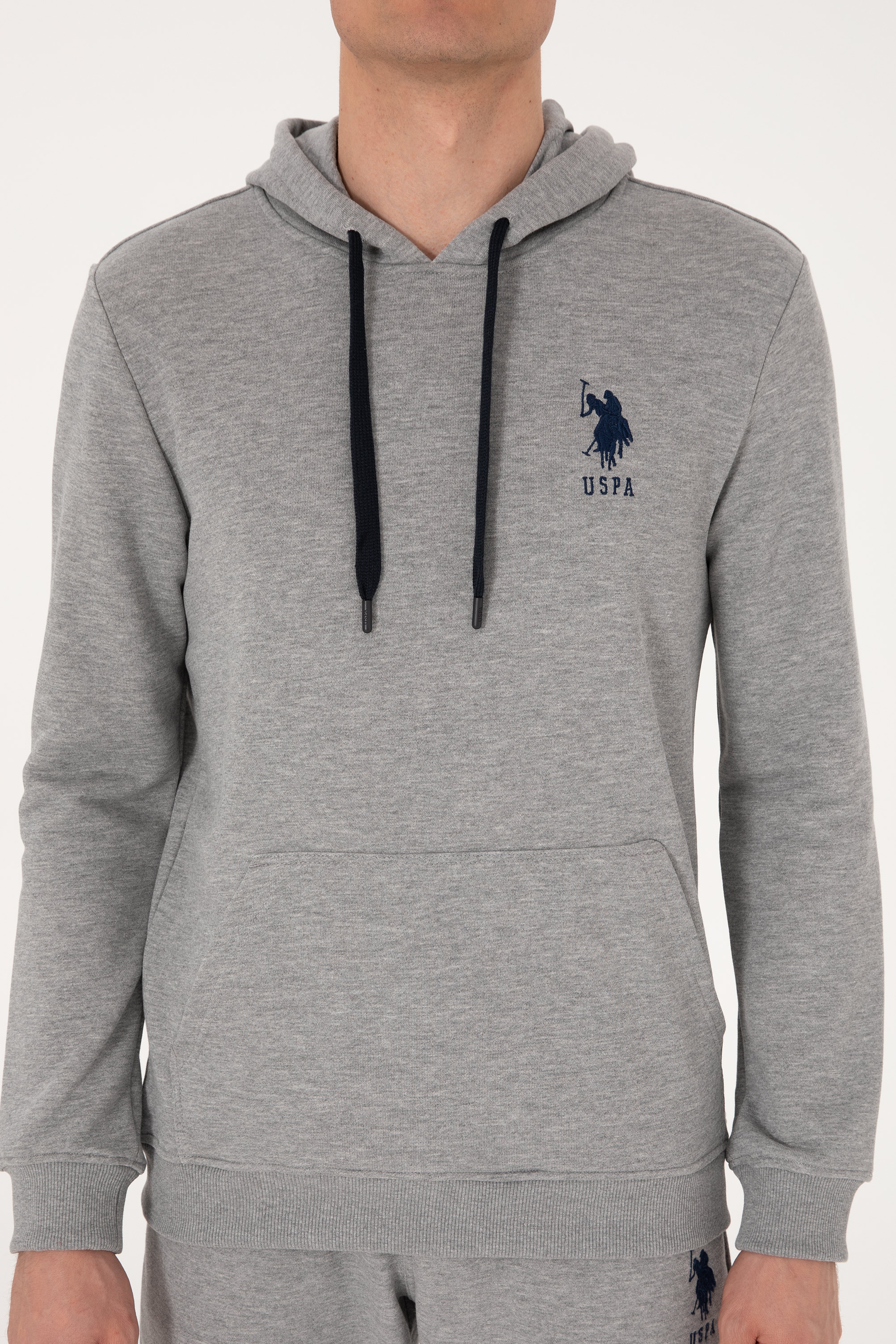 Erkek Gri Melanj Basic Sweatshirt - Image 6