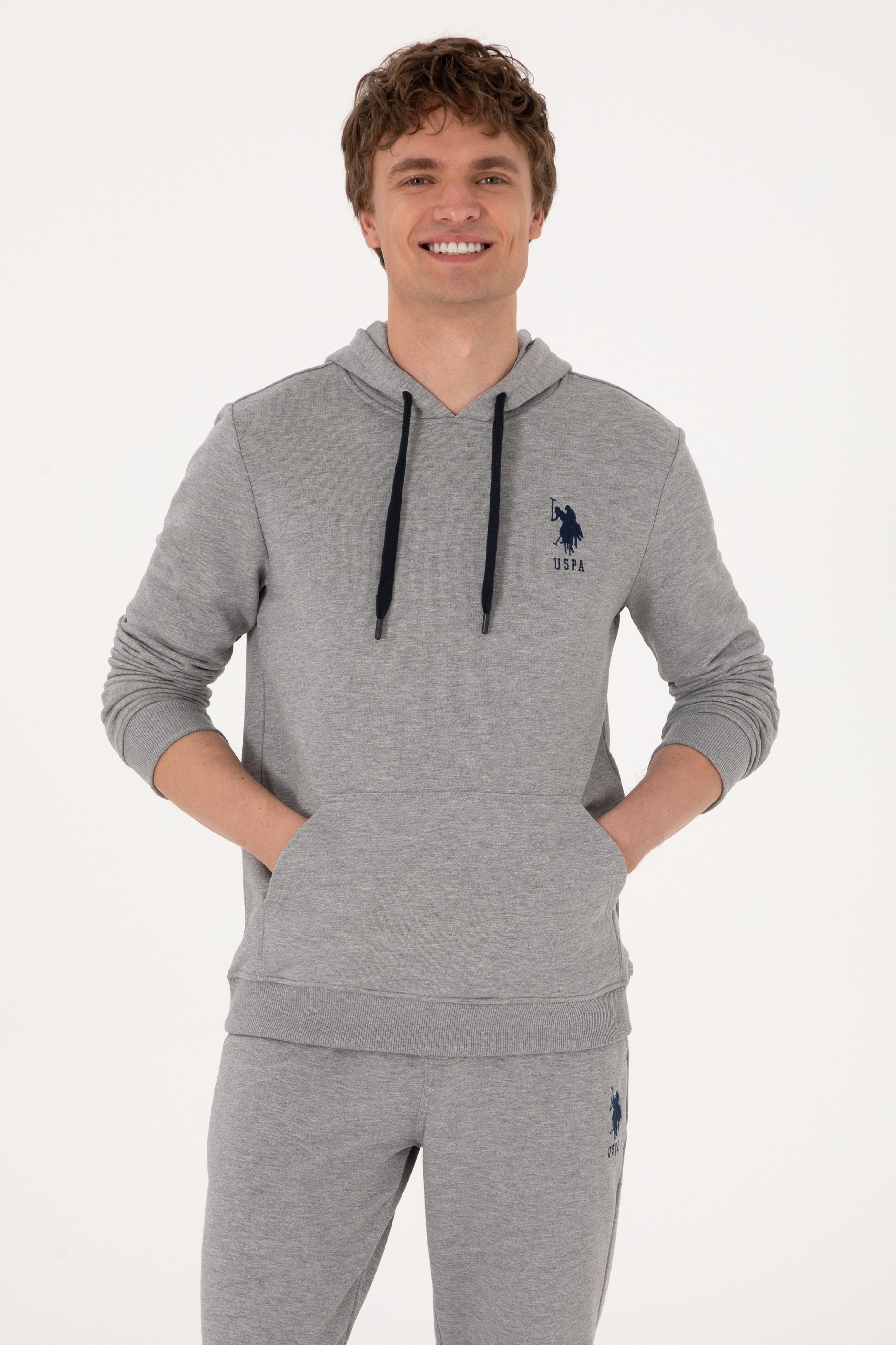 Erkek Gri Melanj Basic Sweatshirt - Image 1