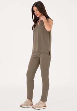 Kadın Vizon Kolsuz V Yaka Tişört - 50306736027