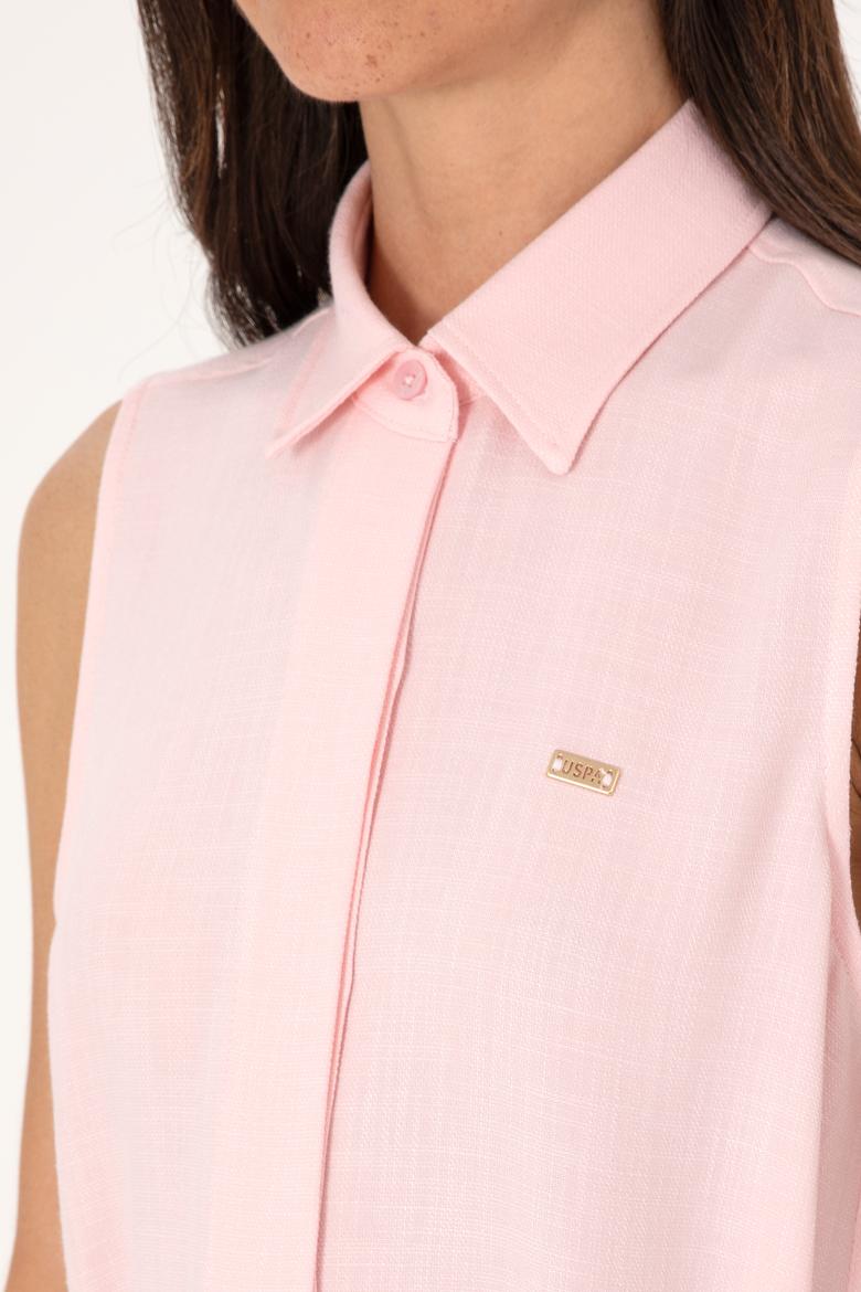 Kadın Açık Pembe Kemerli Mini Boy Dokuma Elbise - 50306644011