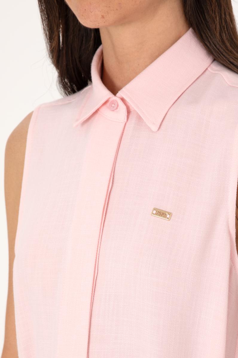 Kadın Açık Pembe Kemerli Mini Boy Dokuma Elbise