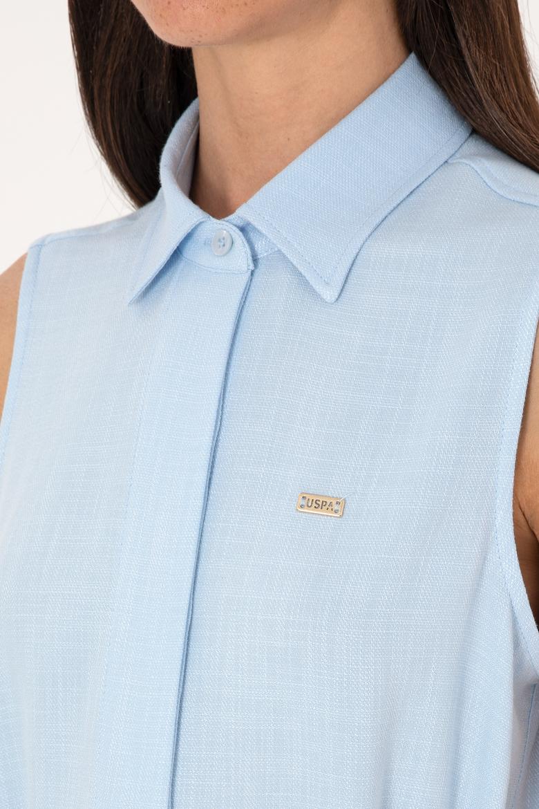 Kadın Açık Mavi Kemerli Mini Boy Dokuma Elbise - 50306644002