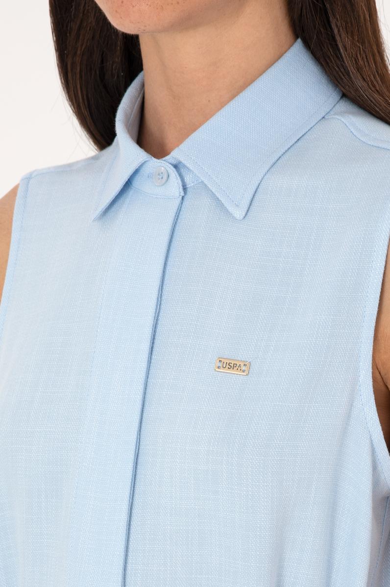 Kadın Açık Mavi Kemerli Mini Boy Dokuma Elbise