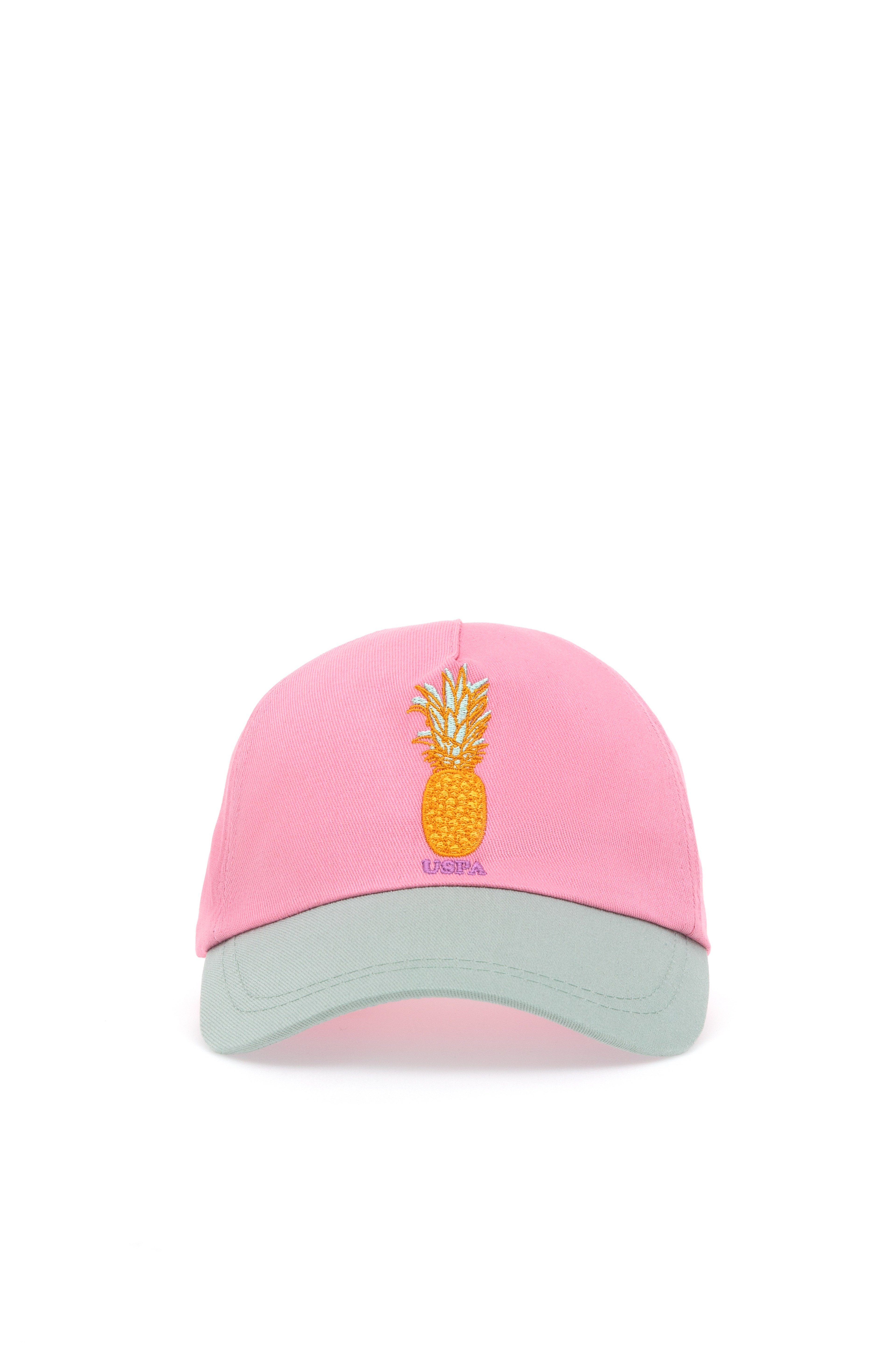 Kız Çocuk Pembe Ananas Nakışlı Şapka - Image 2