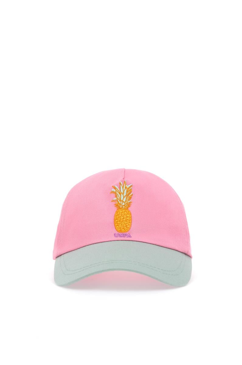 Kız Çocuk Pembe Ananas Nakışlı Şapka