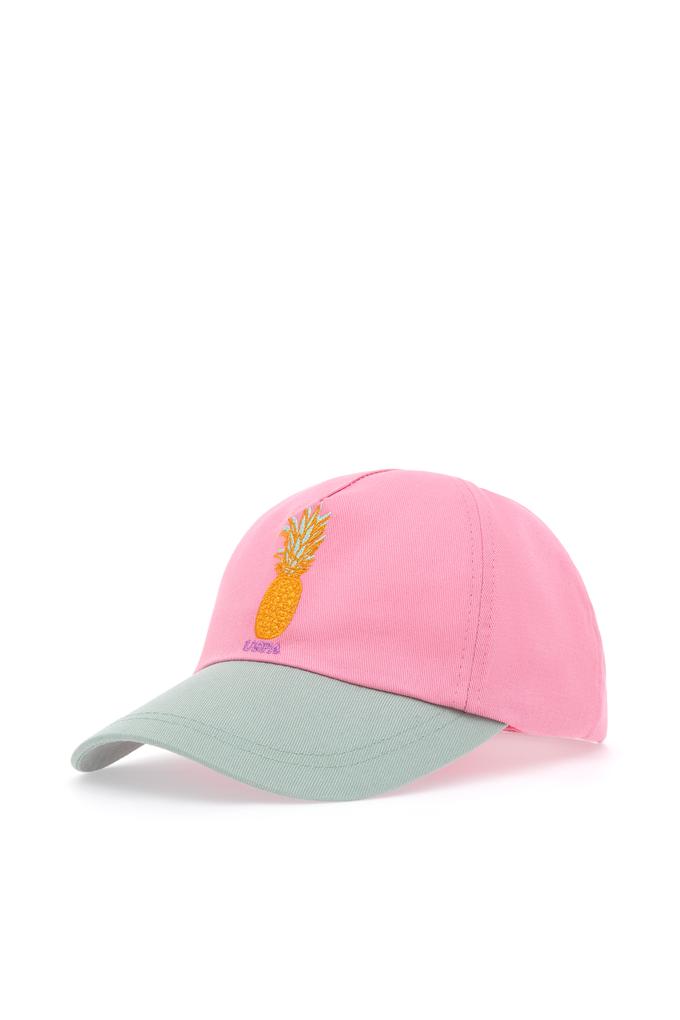 Kız Çocuk Pembe Ananas Nakışlı Şapka