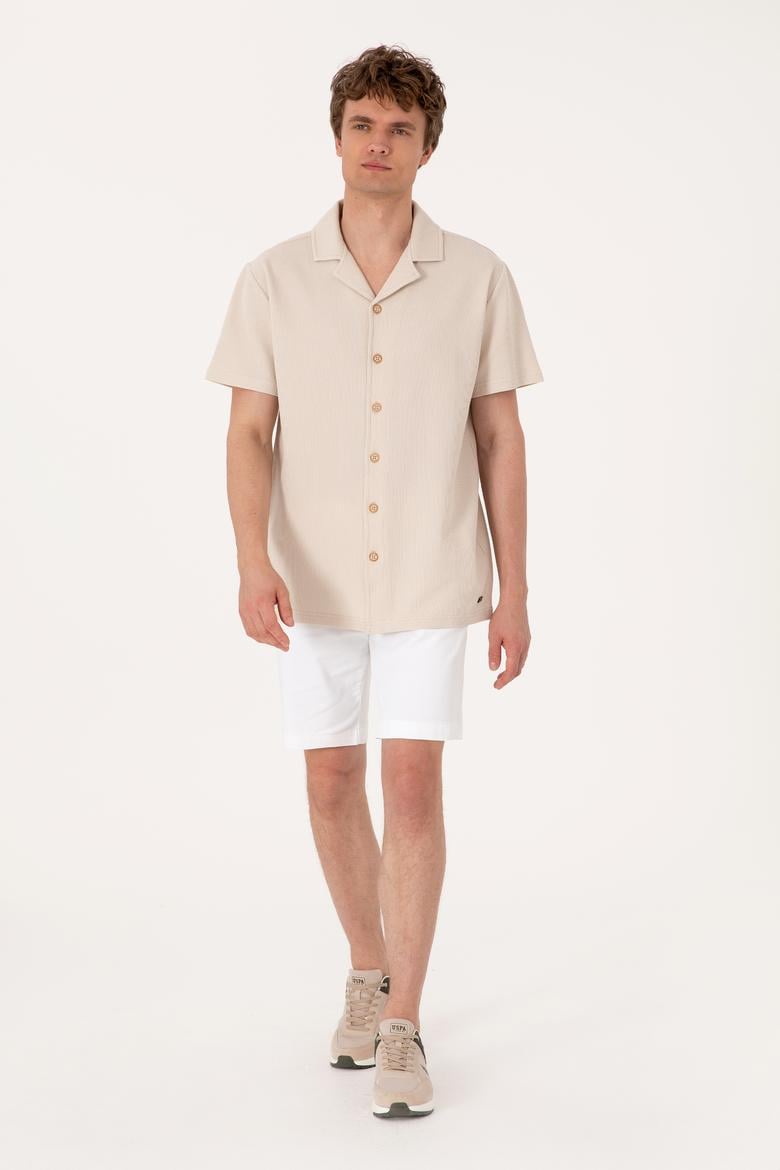 Erkek Taş Apaş Yaka Kısa Kollu Örme Gömlek - 50306977037