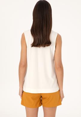 Kadın Krem Kolsuz V Yaka Tişört - 50306736020