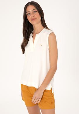 Kadın Krem Kolsuz V Yaka Tişört - 50306736020