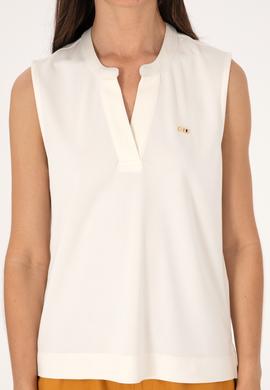 Kadın Krem Kolsuz V Yaka Tişört - 50306736023